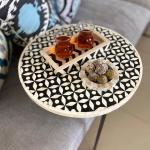 Bone Inlay Side Table/Black