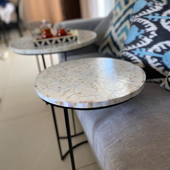 Mother of Pearl Side Table/White